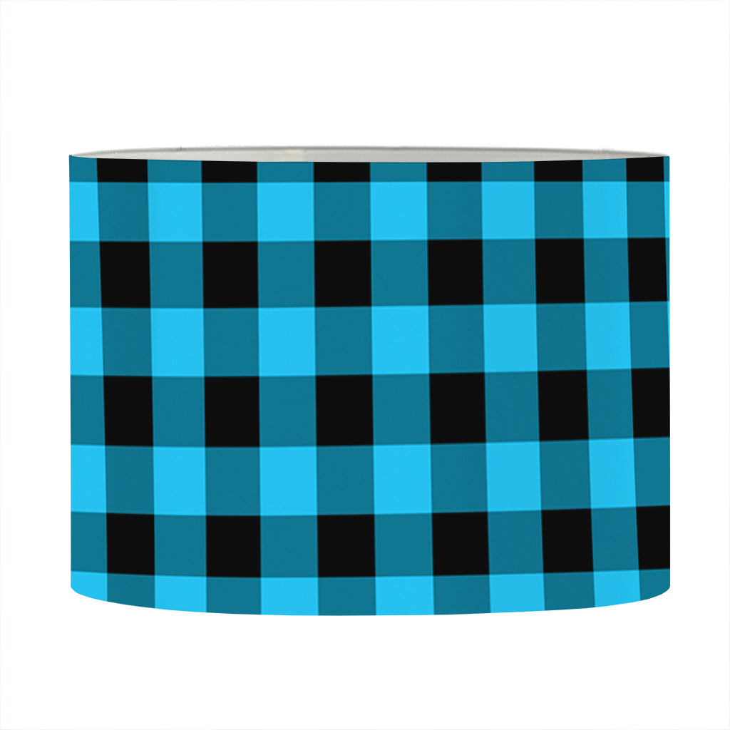Turquoise And Black Check Pattern Print Drum Lamp Shade