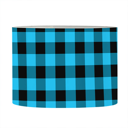 Turquoise And Black Check Pattern Print Drum Lamp Shade