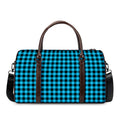 Turquoise And Black Check Pattern Print Duffel Bag