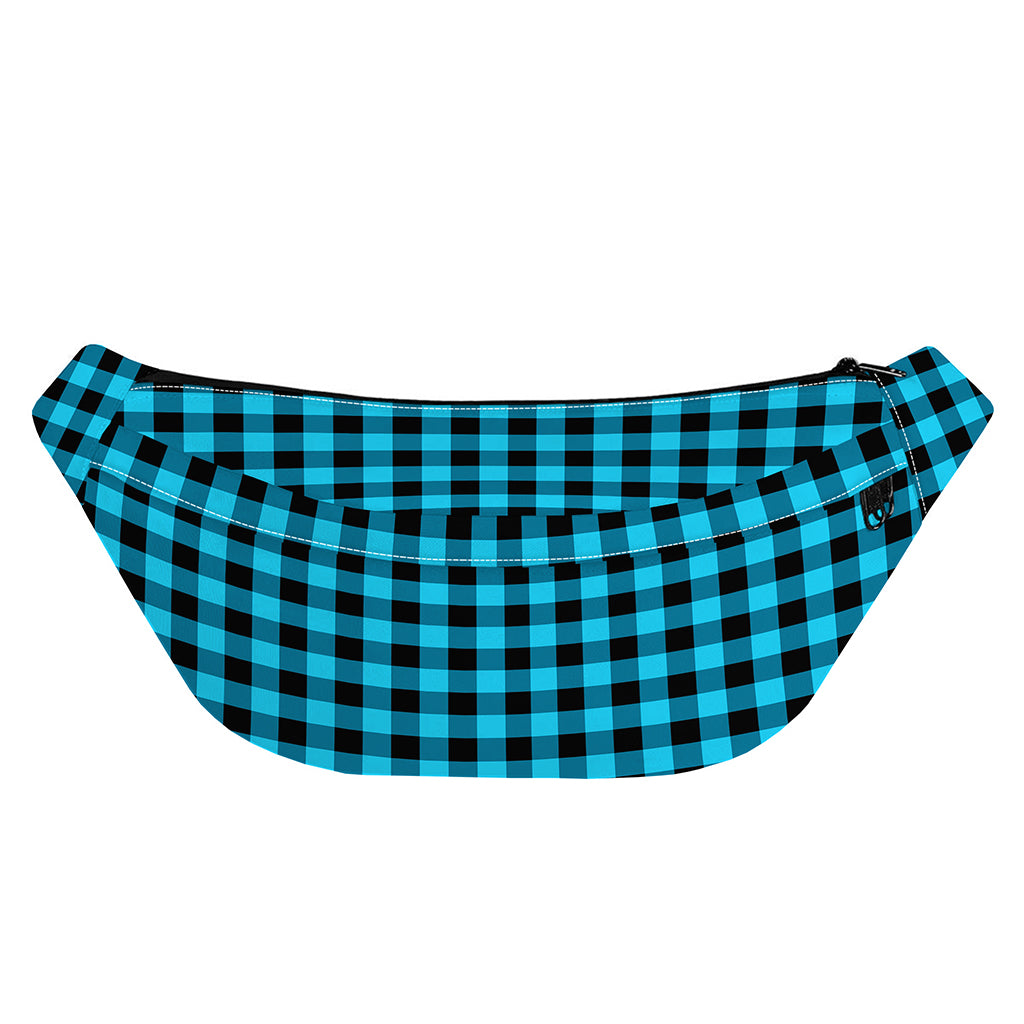Turquoise And Black Check Pattern Print Fanny Pack