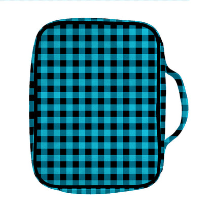 Turquoise And Black Check Pattern Print Front Pocket Bible Bag