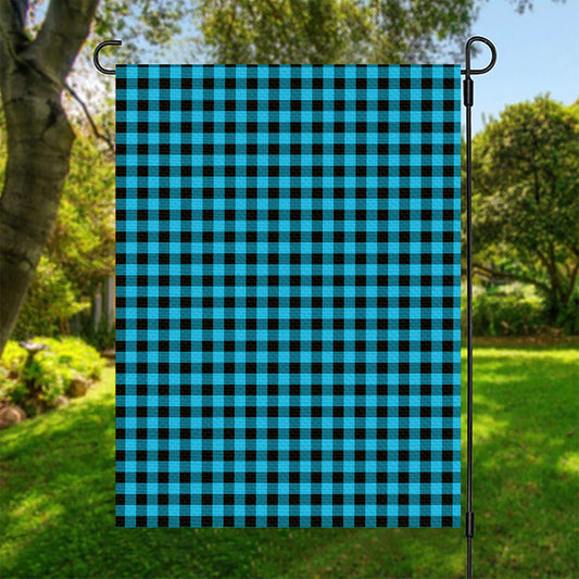 Turquoise And Black Check Pattern Print Garden Flag