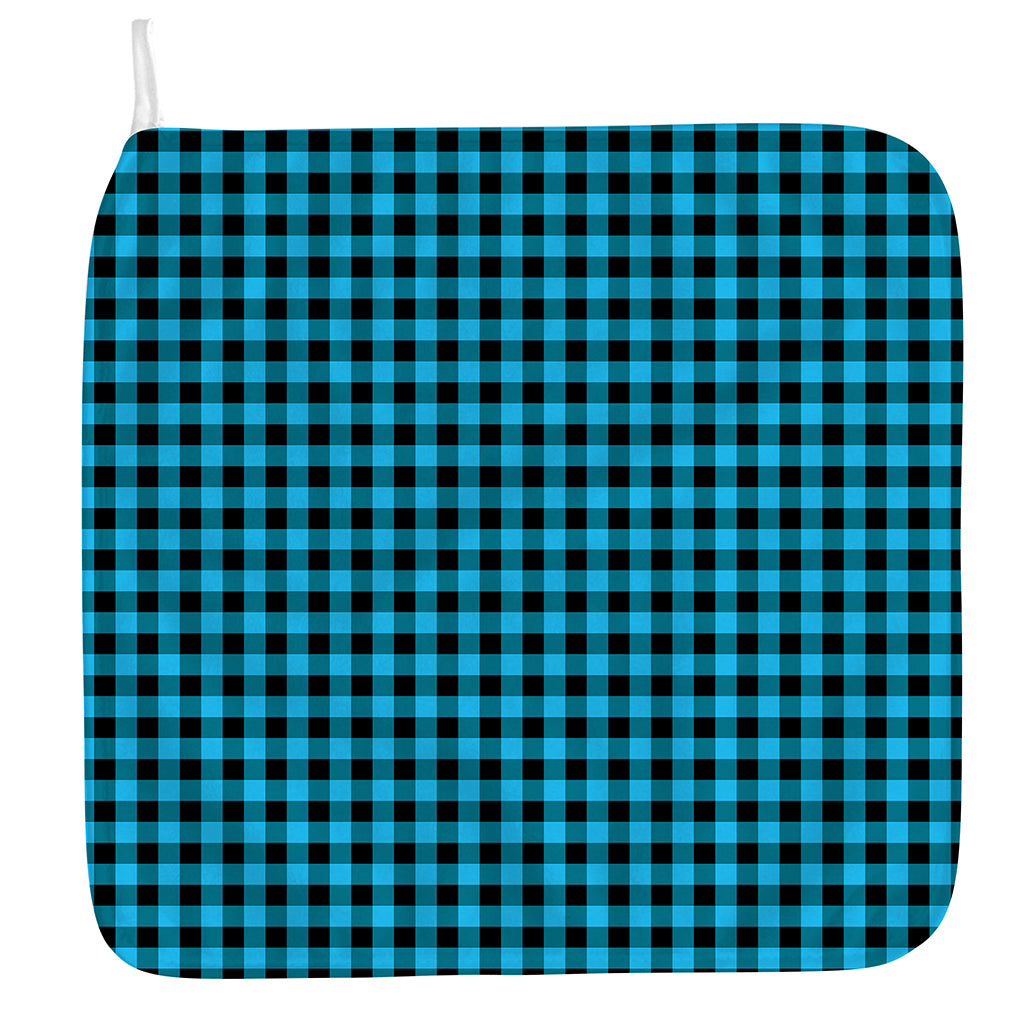 Turquoise And Black Check Pattern Print Hand Towel