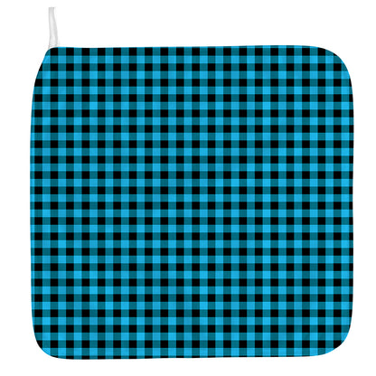 Turquoise And Black Check Pattern Print Hand Towel
