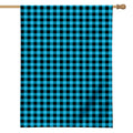 Turquoise And Black Check Pattern Print House Flag