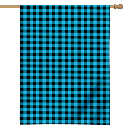 Turquoise And Black Check Pattern Print House Flag