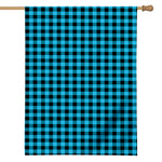 Turquoise And Black Check Pattern Print House Flag