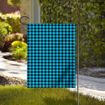 Turquoise And Black Check Pattern Print House Flag
