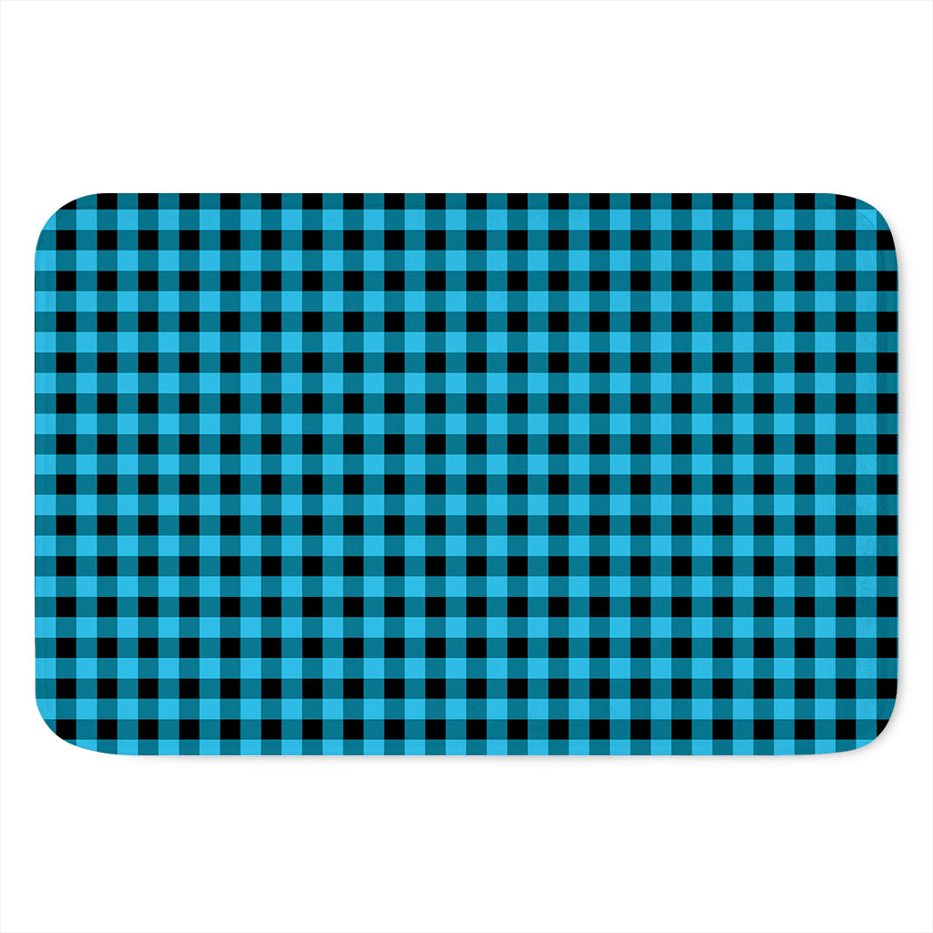 Turquoise And Black Check Pattern Print Indoor Door Mat