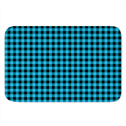 Turquoise And Black Check Pattern Print Indoor Door Mat