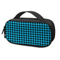 Turquoise And Black Check Pattern Print Portable Cooler Travel Case