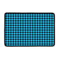 Turquoise And Black Check Pattern Print Kitchen Mat
