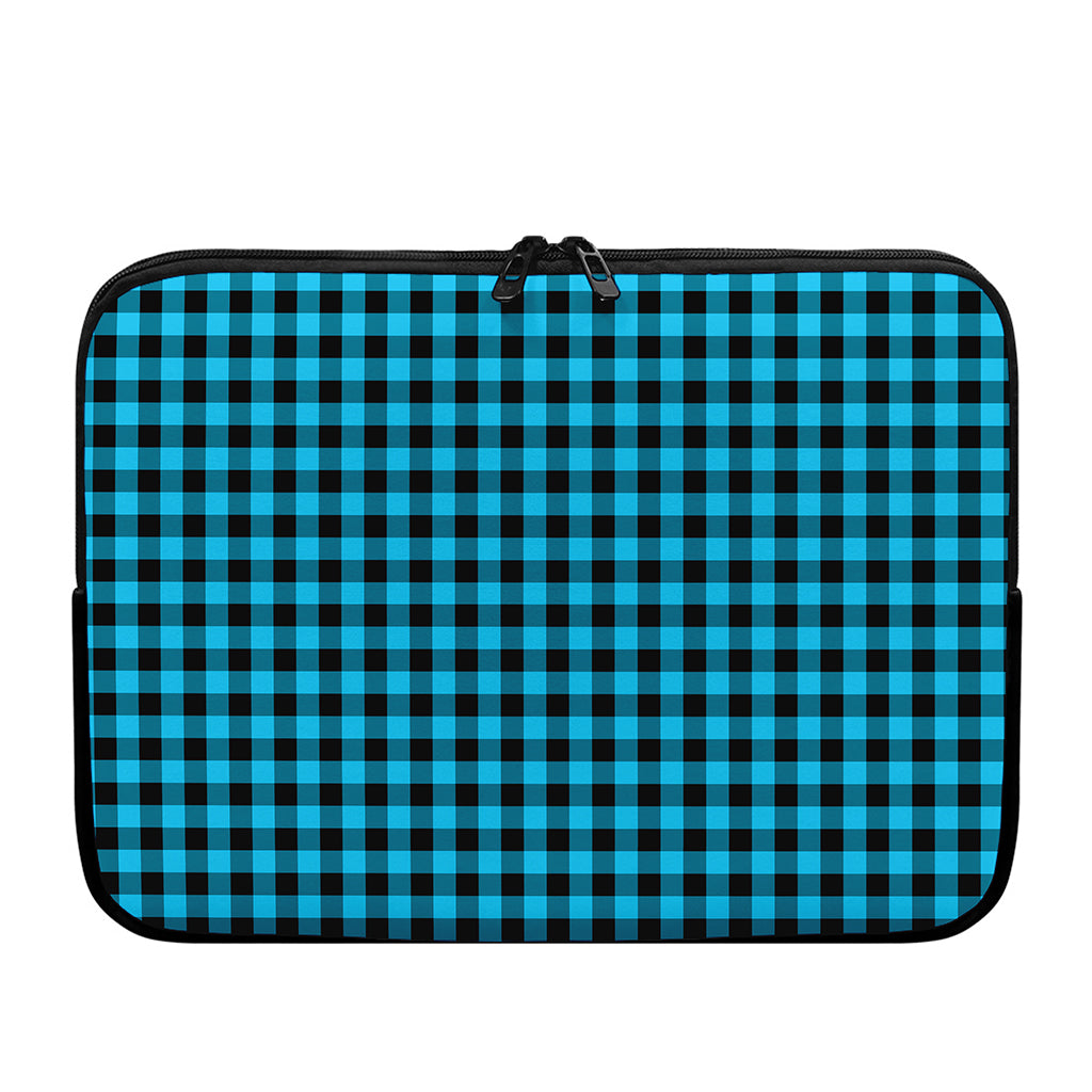 Turquoise And Black Check Pattern Print Laptop Sleeve