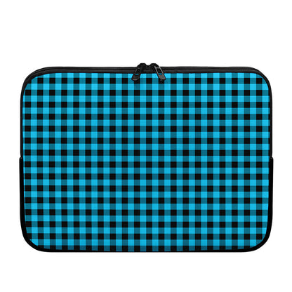 Turquoise And Black Check Pattern Print Laptop Sleeve