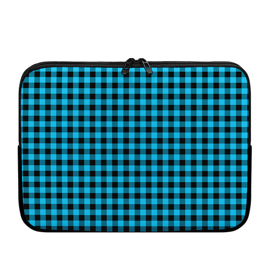 Turquoise And Black Check Pattern Print Laptop Sleeve