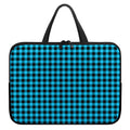 Turquoise And Black Check Pattern Print Laptop Sleeve With Handle