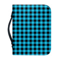 Turquoise And Black Check Pattern Print Leather Bible Cover