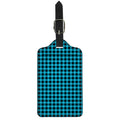 Turquoise And Black Check Pattern Print Luggage Tag