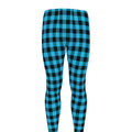 Turquoise And Black Check Pattern Print Men's Leggings