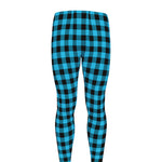 Turquoise And Black Check Pattern Print Men's leggings