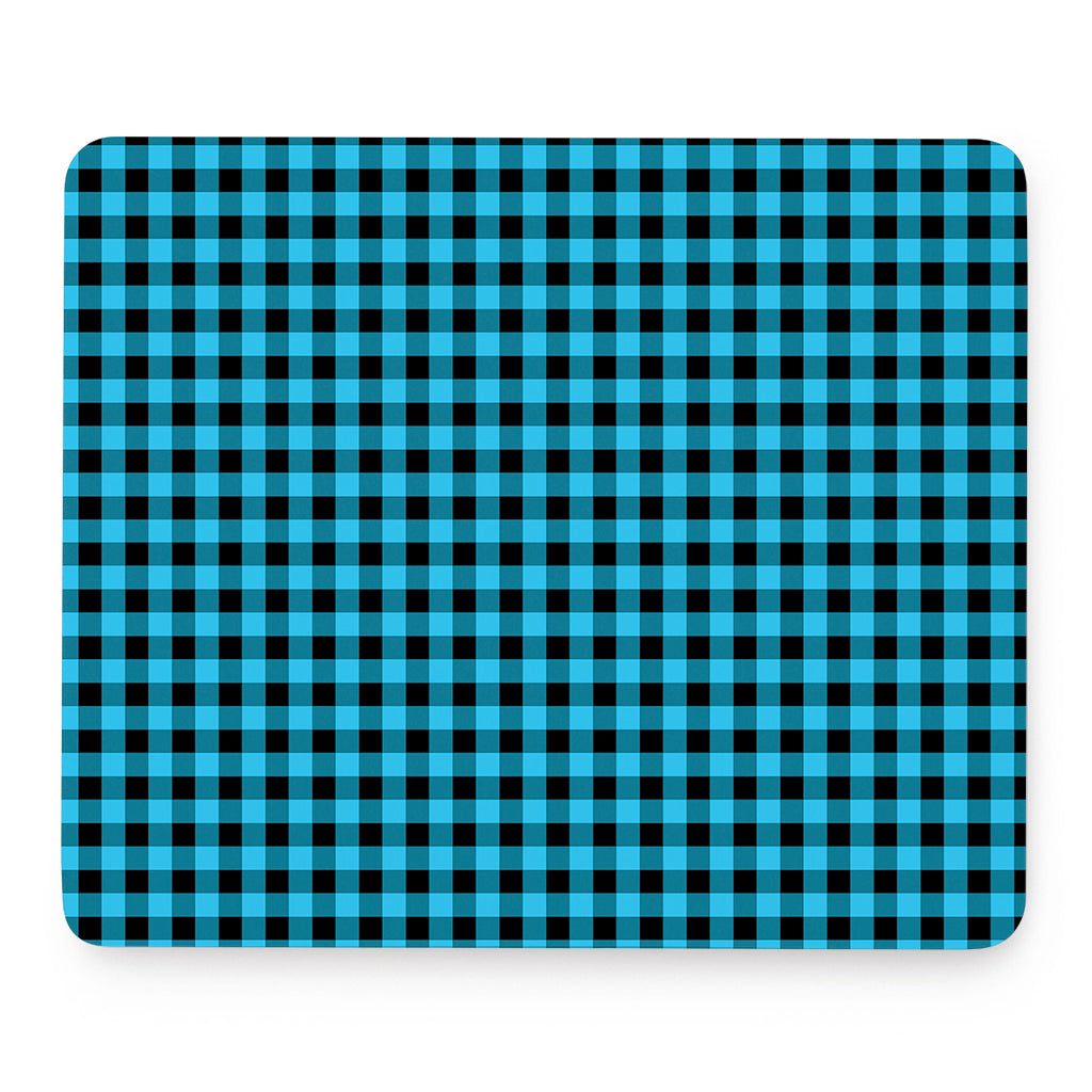 Turquoise And Black Check Pattern Print Mouse Pad