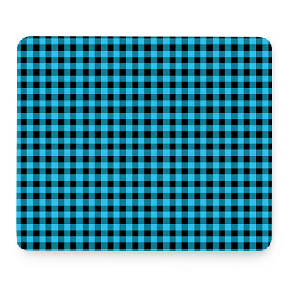 Turquoise And Black Check Pattern Print Mouse Pad