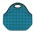 Turquoise And Black Check Pattern Print Neoprene Lunch Bag