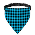 Turquoise And Black Check Pattern Print Over The Collar Dog Bandana