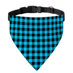 Turquoise And Black Check Pattern Print Over The Collar Dog Bandana