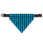 Turquoise And Black Check Pattern Print Over The Collar Dog Bandana