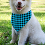 Turquoise And Black Check Pattern Print Over The Collar Dog Bandana