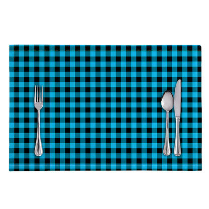 Turquoise And Black Check Pattern Print Placemat