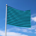 Turquoise And Black Check Pattern Print Polyester Flag