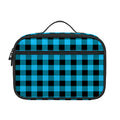 Turquoise And Black Check Pattern Print Portable Lunch Bag