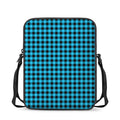 Turquoise And Black Check Pattern Print Rectangular Crossbody Bag