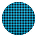 Turquoise And Black Check Pattern Print Round Blanket