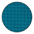 Turquoise And Black Check Pattern Print Round Floor Mat