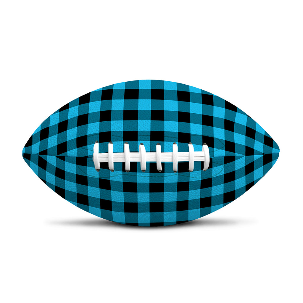 Turquoise And Black Check Pattern Print Rugby Ball