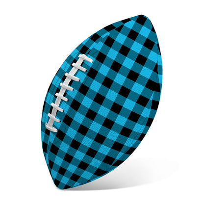 Turquoise And Black Check Pattern Print Rugby Ball