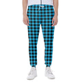 Turquoise And Black Check Pattern Print Joggers