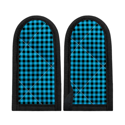Turquoise And Black Check Pattern Print Skillet Handle Cover