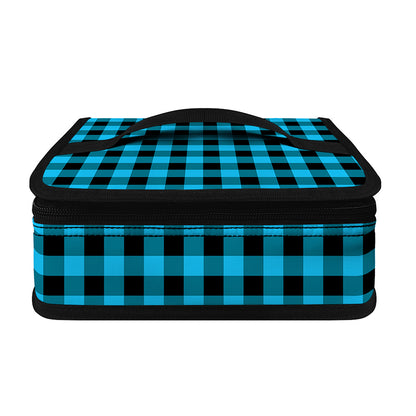 Turquoise And Black Check Pattern Print Small Lunch Bag
