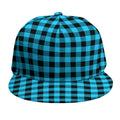 Turquoise And Black Check Pattern Print Snapback Cap