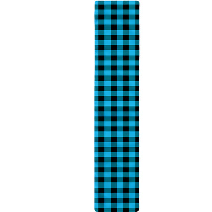 Turquoise And Black Check Pattern Print Table Runner