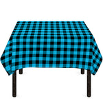 Turquoise And Black Check Pattern Print Tablecloth