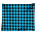 Turquoise And Black Check Pattern Print Tapestry