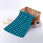 Turquoise And Black Check Pattern Print Towel