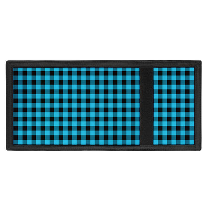 Turquoise And Black Check Pattern Print Trifold Wallet