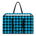 Turquoise And Black Check Pattern Print Utility Tote Bag