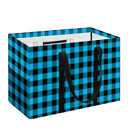 Turquoise And Black Check Pattern Print Utility Tote Bag